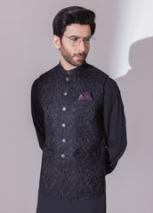 Black Full Embroidered Waistcoat