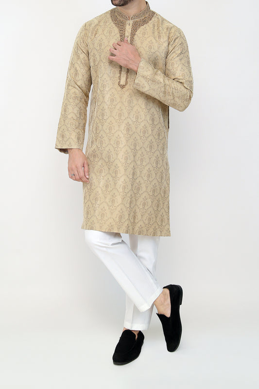 Beige Wedding Kurta