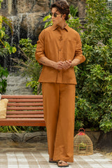 Caramel Linen 3 Pockets Co-ord Set