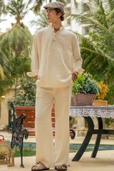 Off White Linen Tunic Co-ord Set