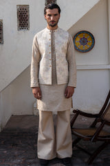 Champagne Gold Embroidered Waist Coat S8W-12