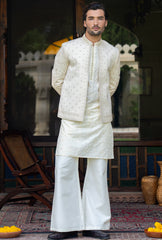 Pearl White Regal Embroidered Prince Coat S8P-2