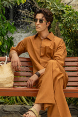 Caramel Linen 3 Pockets Co-ord Set