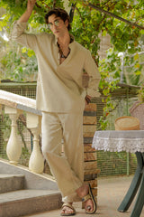 Beige Linen Tunic Co-ord Set