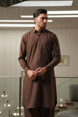 Brown Embroidered Kameez Shalwar S5-26