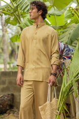Sand Brown Linen Tunic Co-ord Set