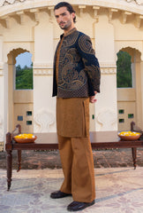 Intense Blue Gold Embroidered Prince Coat S8P-3
