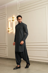 Gray Embroidered Kameez Shalwar S5-27