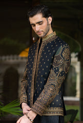 Black Gold Regal Embroidered Prince Coat S8P-1