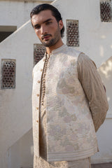 Champagne Gold Embroidered Waist Coat S8W-12