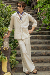 Cream Linen 3 Pockets Co-ord Set