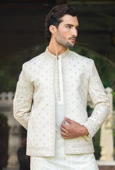 Pearl White Regal Embroidered Prince Coat S8P-2