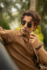 Camel Brown Linen Co-ord Set