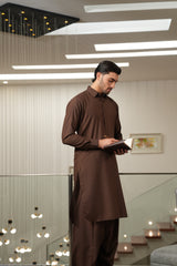 Brown Embroidered Kameez Shalwar S5-26