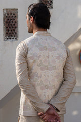 Champagne Gold Embroidered Waist Coat S8W-12
