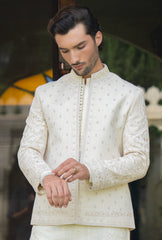 Pearl White Regal Embroidered Prince Coat S8P-2