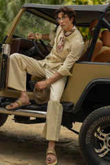 Beige Linen 3 Pockets Co-ord Set