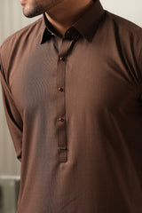 Brown Embroidered Kameez Shalwar S5-26