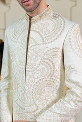 Cream Gold Embroidered Prince Coat S8P-4