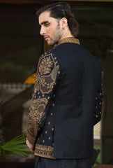 Black Gold Regal Embroidered Prince Coat S8P-1