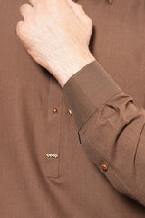 Brown Embroidered Kameez Shalwar S5-26
