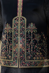 Black Kalamkaar Embroidered Waist Coat S8W-17