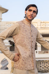 Rose Gold Floral Embroidered Waist Coat S8W-8