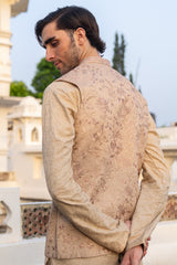 Rose Gold Floral Embroidered Waist Coat S8W-8