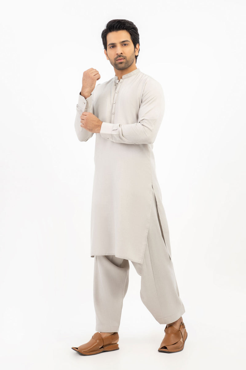 Men Shalwar Kameez L.Grey - Stylish Garments