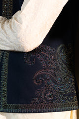 Ink Blue Corner Embroidered Waist Coat S8W-4