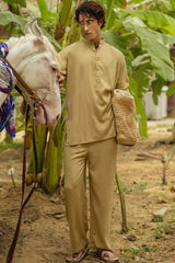 Sand Brown Linen Tunic Co-ord Set