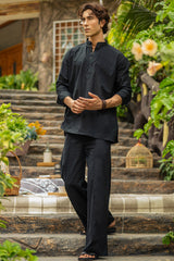 Black Linen Tunic Co-ord Set