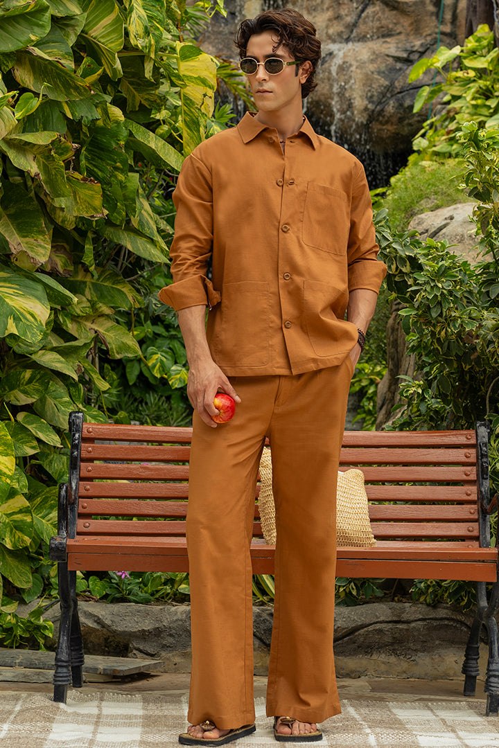 Caramel Linen 3 Pockets Co-ord Set