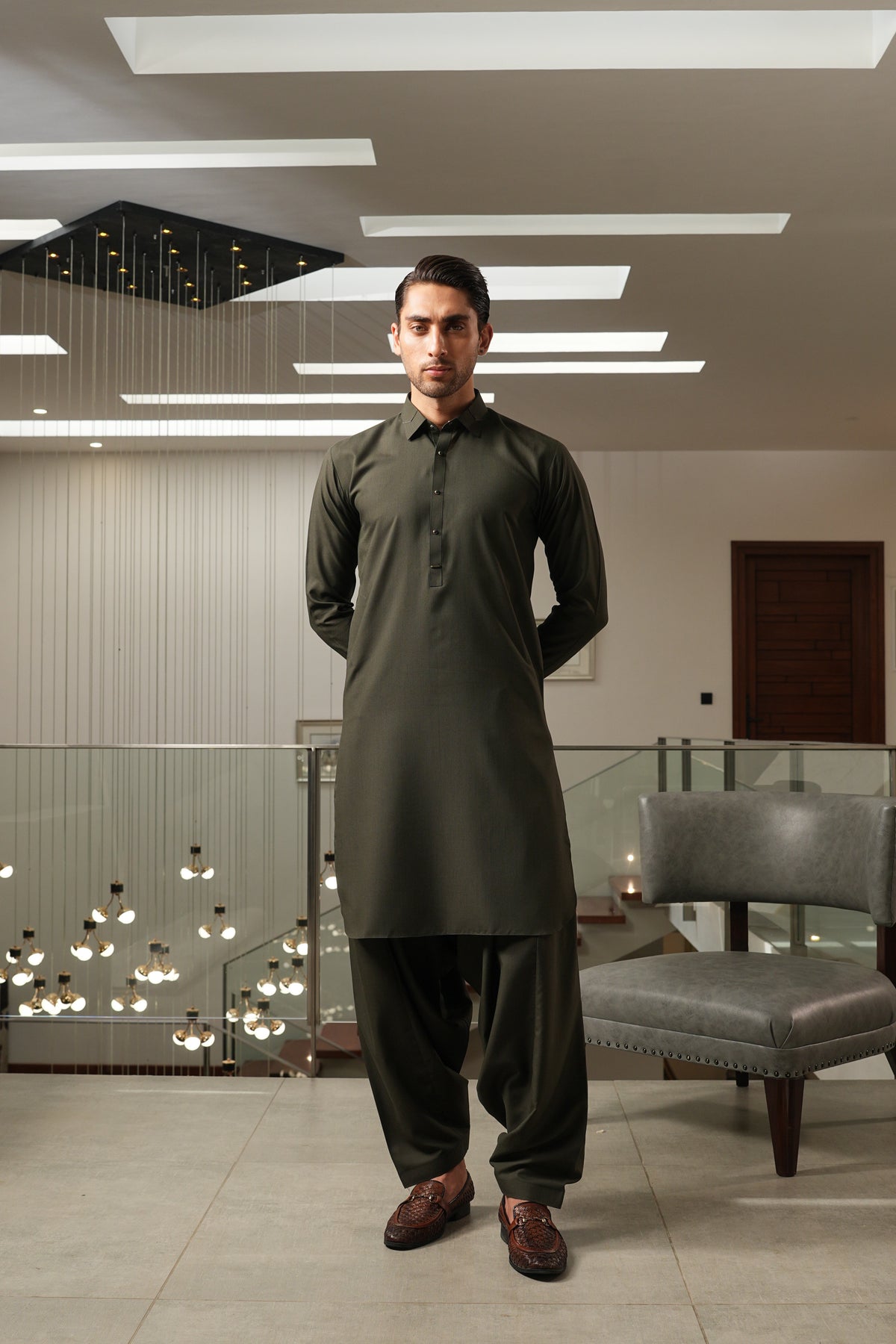 Green Embroidered Kameez Shalwar S5-31