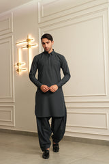 Gray Embroidered Kameez Shalwar S5-27