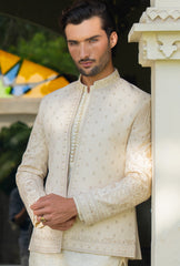Pearl White Regal Embroidered Prince Coat S8P-2