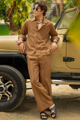 Camel Brown Linen Co-ord Set