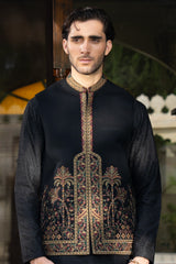 Black Kalamkaar Embroidered Waist Coat S8W-17