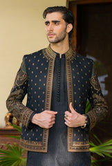 Black Gold Regal Embroidered Prince Coat S8P-1