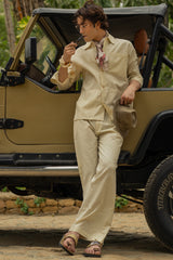 Beige Linen 3 Pockets Co-ord Set