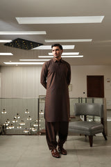 Brown Embroidered Kameez Shalwar S5-26