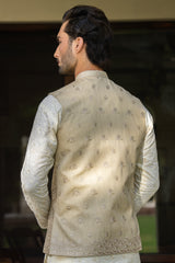 Ivory Gold Embroidered Waist Coat S8W-18