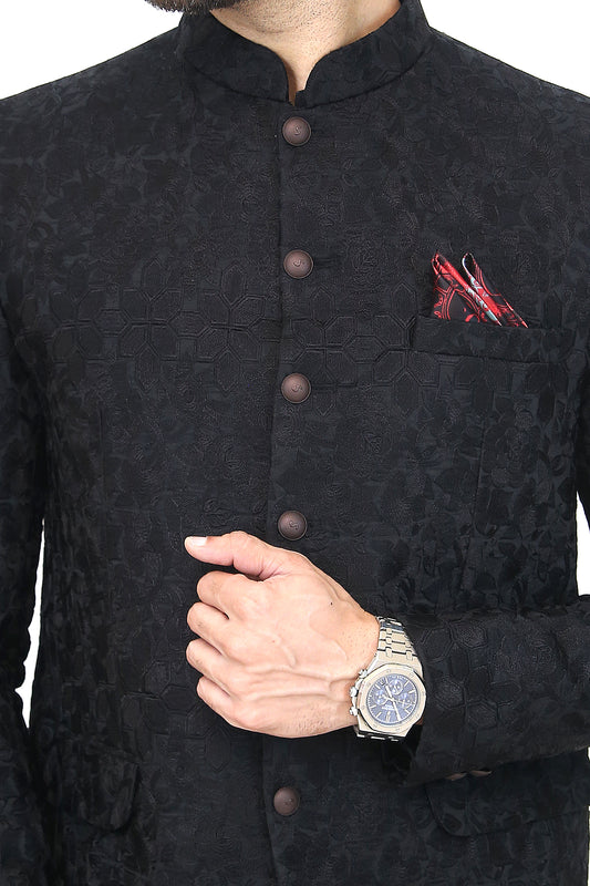 Embroidered Prince Coat - Black