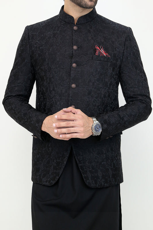 Embroidered Prince Coat - Black