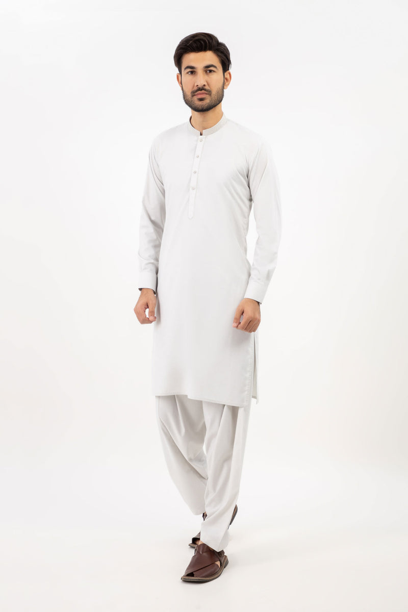 Men Shalwar Kameez Light Grey - Stylish Garments