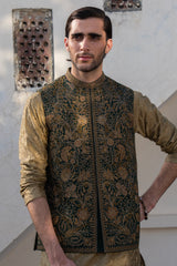 Emerald Green Embroidered Waist Coat S8W-11