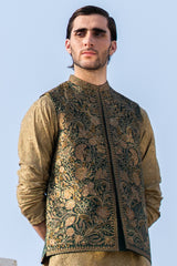 Emerald Green Embroidered Waist Coat S8W-11