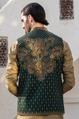 Emerald Green Embroidered Waist Coat S8W-11