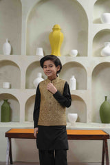 Antique Gold Embroidered Waistcoat Suit KD - 15