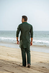 Bottle Green Embroidered Kurta Trouser FD-5061